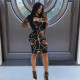 Sexy Printed Short Sleeve Slim Midi Dress MZ-2630