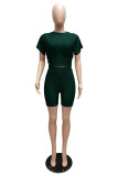 Casual Solid Slim-Waist Sports Two Piece Shorts Set MZ-2888