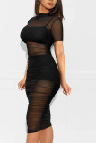 Sexy Mesh See Through Ruched Club Dress With Underwear MZ-2641