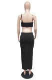 Sexy Solid Hollow Out Spaghetti Strap Long Dress MZ-2625