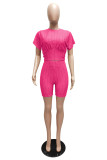 Casual Solid Slim-Waist Sports Two Piece Shorts Set MZ-2888