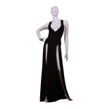 Sexy Solid Sleeveless High Split Long Club Dress MZ-2003
