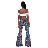 Casual Printed Mid-Waist Flared Pants MZ-2192