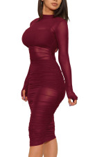 Sexy Mesh See Through Club Dress+Cami Top+Shorts 3 Piece Sets MZ-2482