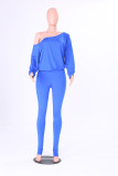 Solid Oblique Shoulder Long Sleeve 2 Piece Pants Set MZ-2254