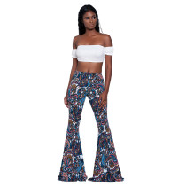 Casual Printed Mid-Waist Flared Pants MZ-2192