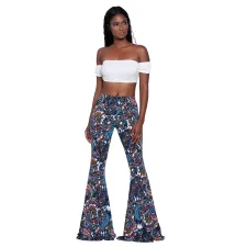 Casual Printed Mid-Waist Flared Pants MZ-2192