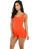 Casual Solid Sleeve One-Piece Romper MZ-2088
