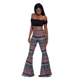 Casual Printed Mid-Waist Flared Pants MZ-2192