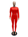Solid Long Sleeve Slim-Waist Two Piece Pants Set MZ-0119