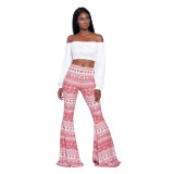 Casual Printed Mid-Waist Flared Pants MZ-2192