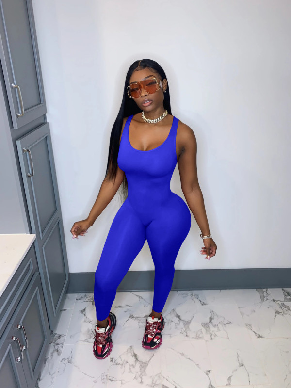 Casual Solid Sleeveless Slim Jumpsuit MZ-2546