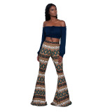 Casual Printed Mid-Waist Flared Pants MZ-2192