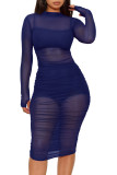 Sexy Mesh See Through Club Dress+Cami Top+Shorts 3 Piece Sets MZ-2482