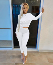Solid Long Sleeve Slim-Waist Two Piece Pants Set MZ-0119
