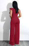 Sexy Solid V Neck Ruffled High Waist Jumpsuit MZ-2288