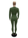 Solid Long Sleeve Slim-Waist Two Piece Pants Set MZ-0119