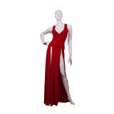 Sexy Solid Sleeveless High Split Long Club Dress MZ-2003