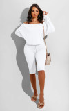 Solid Long Sleeve Top+Knee Length Pants 2 Piece Sets MZ-2558