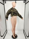 Plus Size Camo Print Full Sleeve Short Jacket YIM-212
