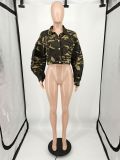 Plus Size Camo Print Full Sleeve Short Jacket YIM-212