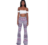 Casual Printed Mid-Waist Flared Pants MZ-2192