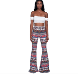 Casual Printed Mid-Waist Flared Pants MZ-2192