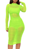 Sexy Mesh See Through Club Dress+Cami Top+Shorts 3 Piece Sets MZ-2482