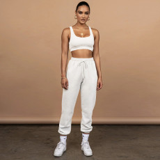 Solid Sports Tank Top And Pants Two Piece Suits CH-8189