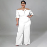 Plus Size Solid Slash Neck Jumpsuit NNWF-7291