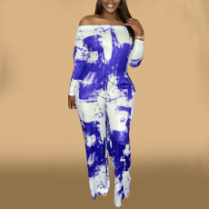 Casual Printed Slash Neck Long Sleeve Jumpsuit OMY-80050