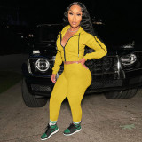 Casual Sports Solid Zipper Hoodie 2 Piece Suits GLF-10028