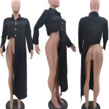 Solid Long Sleeve Button Up Irregular Shirt TK-6192