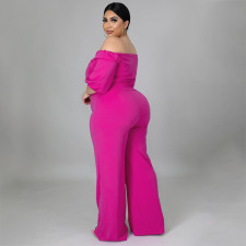 Plus Size Solid Slash Neck Jumpsuit NNWF-7291