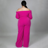 Plus Size Solid Slash Neck Jumpsuit NNWF-7291