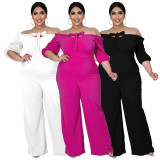 Plus Size Solid Slash Neck Jumpsuit NNWF-7291