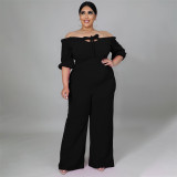 Plus Size Solid Slash Neck Jumpsuit NNWF-7291