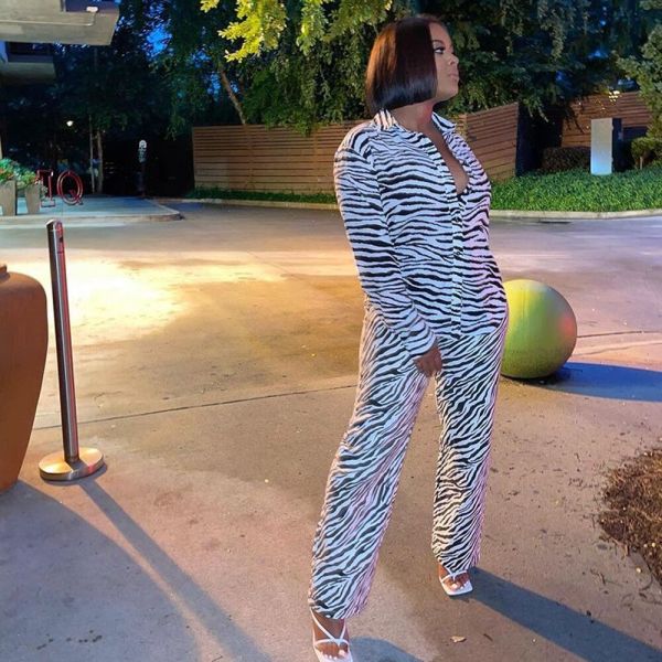 Casual Printed Blouse And Pants 2 Piece Suits MEM-88385