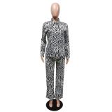 Casual Printed Blouse And Pants 2 Piece Suits MEM-88385