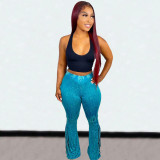 Solid Tassel Mid-Waist Casual Flared Pants SFY-2132