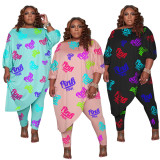 Letter Print Long Sleeve 2 Piece Pants Set YIM-214