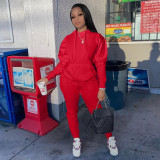 Plus Size Solid Hoodie Sweatpants Two Piece Suits YIM-213