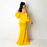Sexy Solid Off Shoulder Split Maxi Evening Dress SFY-2131
