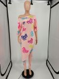 Letter Print Long Sleeve 2 Piece Pants Set YIM-214