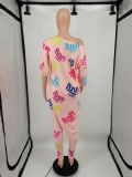 Letter Print Long Sleeve 2 Piece Pants Set YIM-214