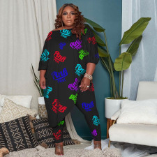 Letter Print Long Sleeve 2 Piece Pants Set YIM-214