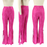 Solid Tassel Mid-Waist Casual Flared Pants SFY-2132