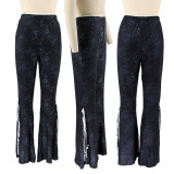 Solid Tassel Mid-Waist Casual Flared Pants SFY-2132
