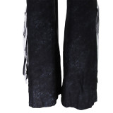 Solid Tassel Mid-Waist Casual Flared Pants SFY-2132