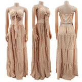 Plus Size Polka Dot Spaghetti Strpa Maxi Dress HNIF-HN032
